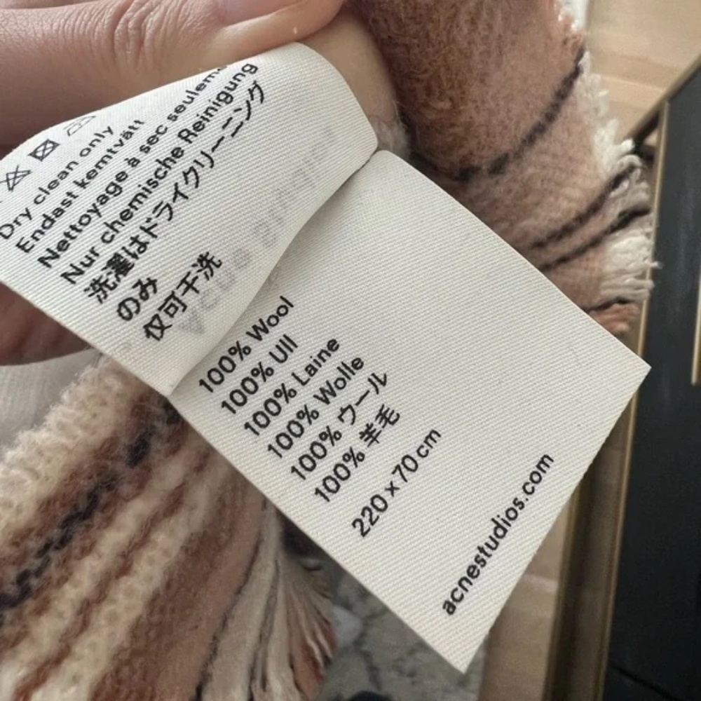 Acne Studios Beige & Brown Cassiar Check Wool Scarf - Picture 4 of 5